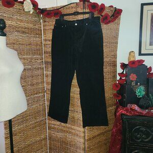 VTG Chaps Black Corduroy Pants Women's Size 18 Wide Leg